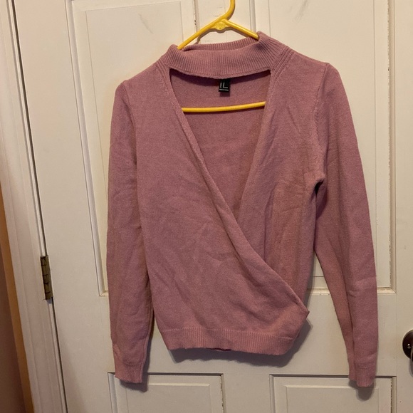 Forever 21 Dusty Pink Mauve Open Front Wrap Sweater Medium M - Picture 6 of 6